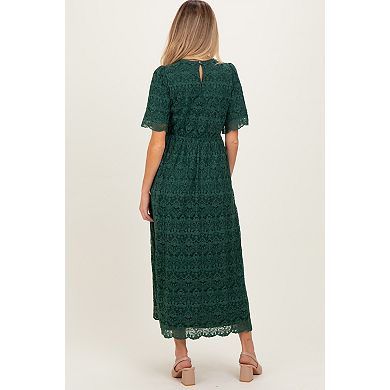 Maternity Green Floral Lace Midi Dress