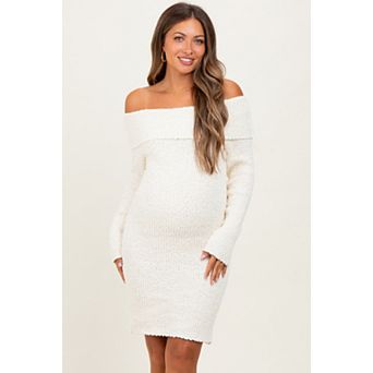 Maternity Off The Shoulder Knit Sweater Mini Dress