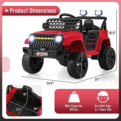 Gymax 12V Kids Ride on Truck Car Battery Powered Toddler Electric Vehicle w/ 3 Speeds Pink