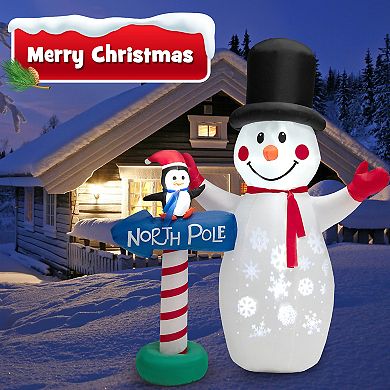 Gymax 6FT Inflatable Christmas Snowman Outdoor Yard Decor w/ LED Projection Lights