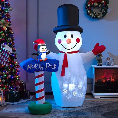 Gymax 6FT Inflatable Christmas Snowman Outdoor Yard Decor w/ LED Projection Lights