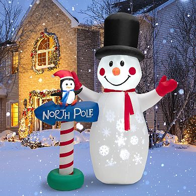 Gymax 6FT Inflatable Christmas Snowman Outdoor Yard Decor w/ LED Projection Lights