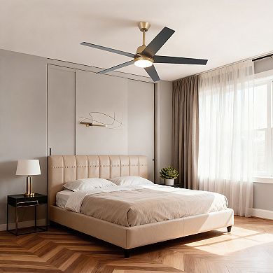 52" Modern Integrated LED Smart Ceiling Fan with Light and Remote, App Control