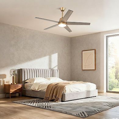 52" Modern Integrated LED Smart Ceiling Fan with Light and Remote, App Control