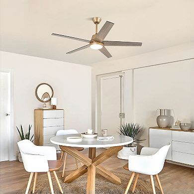 52" Modern Integrated LED Smart Ceiling Fan with Light and Remote, App Control