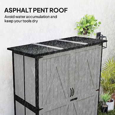 Outsunny Outdoor Storage Cabinet, Wood Garden Shed with 2 Shelves, Natural