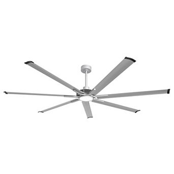 84" Silver Aluminum Extra Large Integrated LED Ceiling Fan with Light and Remote