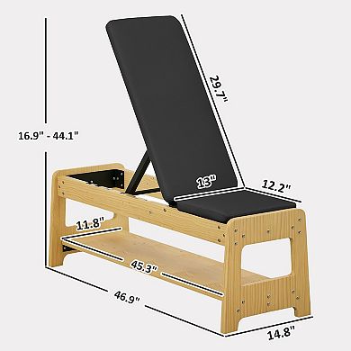 Soozier Adjustable Weight Bench with Rack for Weight Lifting