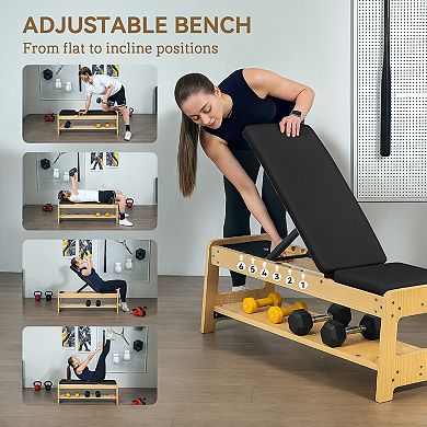 Soozier Adjustable Weight Bench with Rack for Weight Lifting