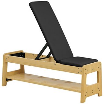 Soozier Adjustable Weight Bench with Rack for Weight Lifting
