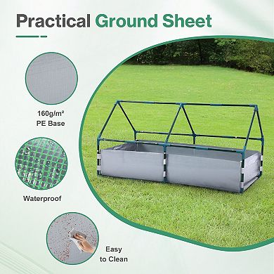 Aoodor 4x2x2 FT Raised Garden Bed with Mini Greenhouse Cover