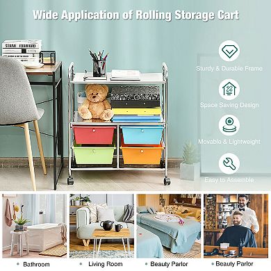 Costway 4Drawer Rolling Storage Cart shelf Scrapbook Paper Office School Organizer