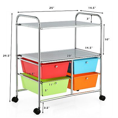 Costway 4Drawer Rolling Storage Cart shelf Scrapbook Paper Office School Organizer