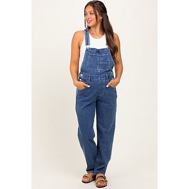 Maternity Wash Rolled Cuff Denim Overalls
