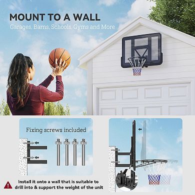 Soozier Wall Mounted Basketball Hoop with 43inch Shatter Resistant Backboard
