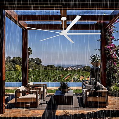 Parrot Uncle 72" Modern White Waterproof Wet Outdoor Large Aluminum Ceiling Fan with Remote