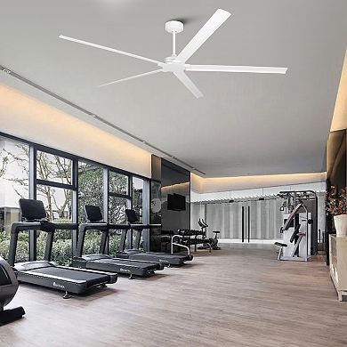 Parrot Uncle 72" Modern White Waterproof Wet Outdoor Large Aluminum Ceiling Fan with Remote