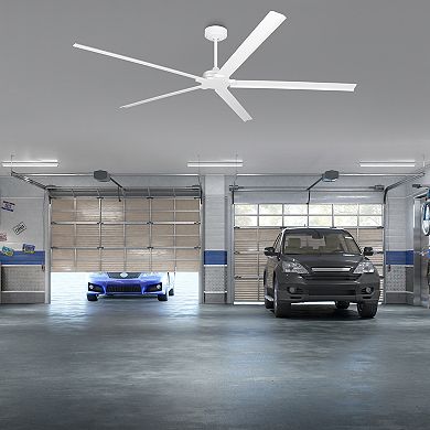 Parrot Uncle 72" Modern White Waterproof Wet Outdoor Large Aluminum Ceiling Fan with Remote