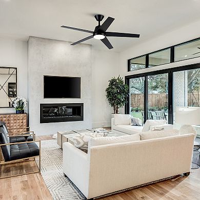 52" Modern Integrated LED Smart Ceiling Fan with Light and Remote, App Control