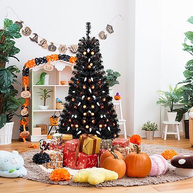 Gymax 4.5 FT Pre-Lit Artificial Halloween Christmas Tree w/ 6 Lighting Modes