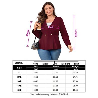 Women's Plus Size Blazer Button Ruffle Casual Blazers Open Front Work Office Jackets Blazer