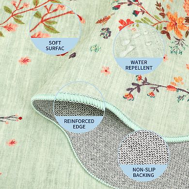 Garvee Pastoral Garden Area Rug Floral & Insect Print Washable Non Slip Low Pile Rug for Home Decor