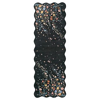 Garvee Pastoral Garden Area Rug Floral & Insect Print Washable Non Slip Low Pile Rug for Home Decor