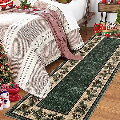 Buffalo Plaid Christmas Maachine Washable Area Rug with Rubber Backing Xmas Decor Non Slip Rug
