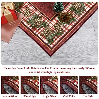 Buffalo Plaid Christmas Maachine Washable Area Rug with Rubber Backing Xmas Decor Non Slip Rug