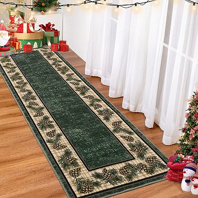 Buffalo Plaid Christmas Maachine Washable Area Rug with Rubber Backing Xmas Decor Non Slip Rug