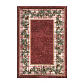 Buffalo Plaid Christmas Maachine Washable Area Rug with Rubber Backing Xmas Decor Non Slip Rug