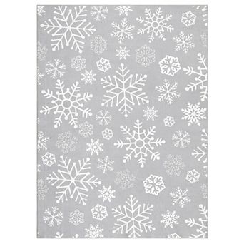 Christmas Snowflake Rug Non-Slip Decorative Indoor Rug, Non Shedding Low Pile Living Room Carpet