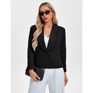 Women's LightWeight Suit Jackets Dressy Long Sleeve Open Front Blazer Jacket