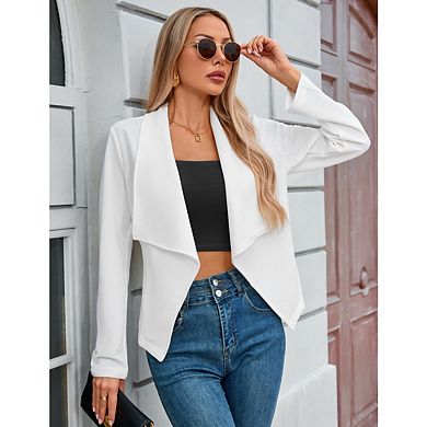 Women's Casual Blazer Lightweight Long Sleeve Open Front Office Jacket