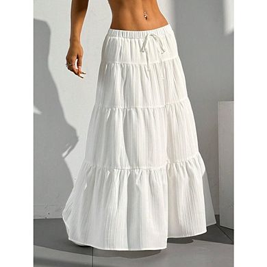 Women's Boho Skirt Flowy Flared Ruffle Summer Long Maxi Skirts Going Out Beach Vacation Outfits