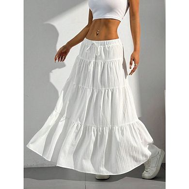 Women's Boho Skirt Flowy Flared Ruffle Summer Long Maxi Skirts Going Out Beach Vacation Outfits