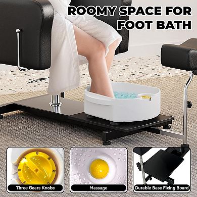 Reclining Pedicure Chair with Stool&Massage Foot Basin, Height Adjustable Pedicure Unit Station