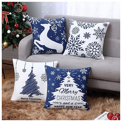Christmas Pillow Covers Set of 4 Farmhouse Christmas Tree Throw Pillow