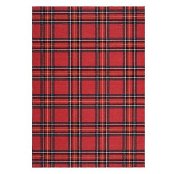 Xmas Buffalo Plaid Machine Washable Rug with Rubber Backing Foldable Christmas Area Rug