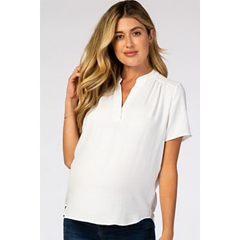 Maternity Short Sleeve V-Neck Blouse