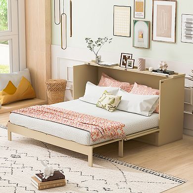 Whisen Modern Full Size Murphy Bed, Folded into a Cabinet with Large Drawers, USB charging port