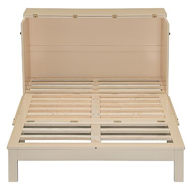 Whisen Modern Full Size Murphy Bed, Folded into a Cabinet with Large Drawers, USB charging port