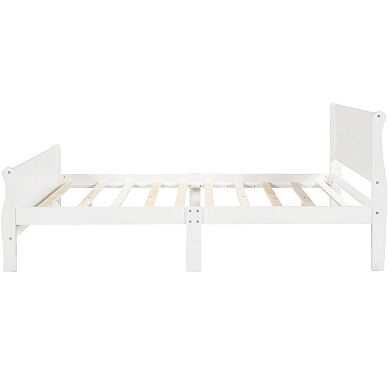 Whisen Wood Platform Queen Bed Frame with Headboard, Footboard, and Sturdy Wooden Slat Support