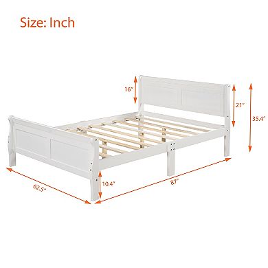 Whisen Wood Platform Queen Bed Frame with Headboard, Footboard, and Sturdy Wooden Slat Support