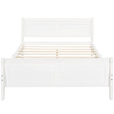 Whisen Wood Platform Queen Bed Frame with Headboard, Footboard, and Sturdy Wooden Slat Support