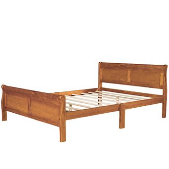 Whisen Wood Platform Queen Bed Frame with Headboard, Footboard, and Sturdy Wooden Slat Support