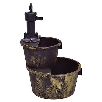 2 tier Outdoor Barrel Waterfall Fountain with Pump