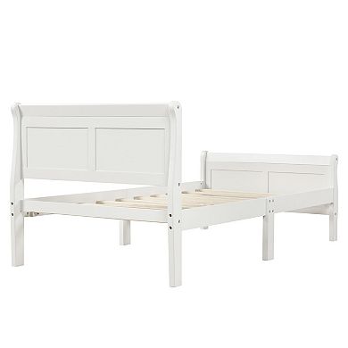 Whisen Wood Platform Twin Bed Frame with Headboard, Footboard, and Sturdy Wooden Slat Support
