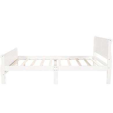 Whisen Wood Platform Full Bed Frame with Headboard, Footboard, and Sturdy Wooden Slat Support