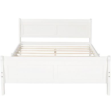Whisen Wood Platform Full Bed Frame with Headboard, Footboard, and Sturdy Wooden Slat Support